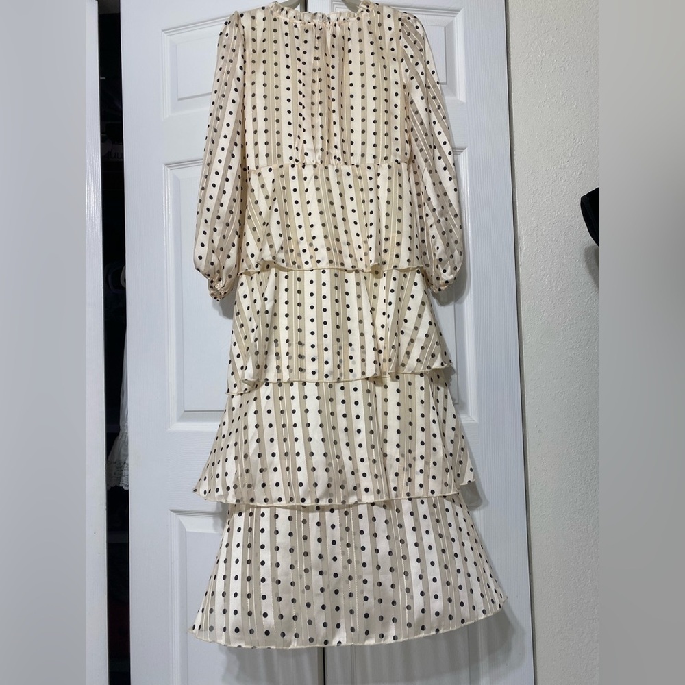 NWT O.P.T. Polka Dot Tiered midi Dress size S - Picture 2 of 10